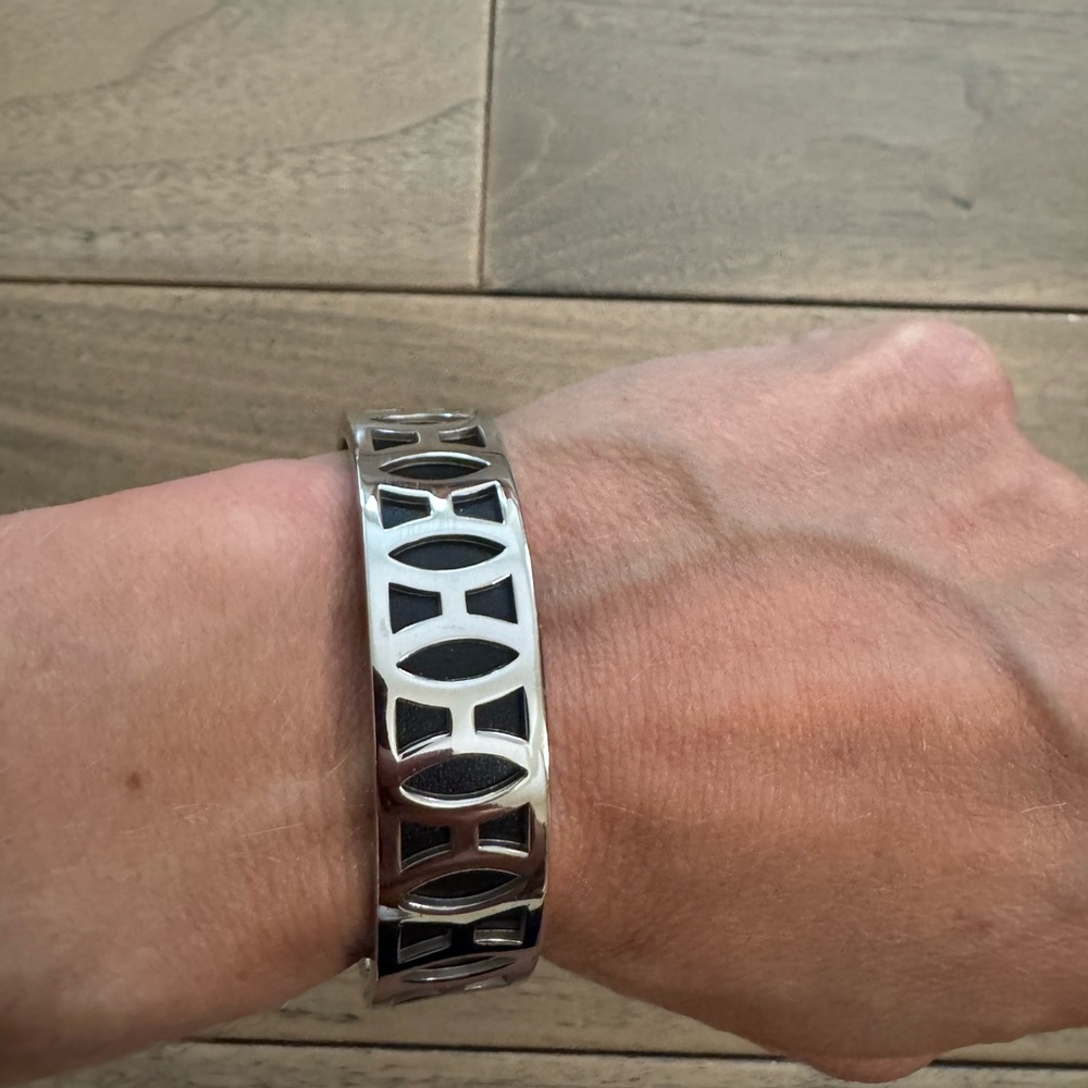 Hermes Black Leather Cuff Bracelet